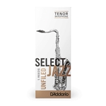 D'Addario Select Jazz Tenor Sax Reeds, Unfiled, Strength 3 Medium, 5-pack