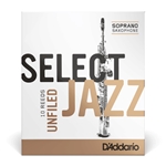 D'Addario Select Jazz Soprano Sax Reeds, Unfiled, Strength 3 Medium, 10-pack