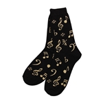 Music Note Socks- Black & Gold