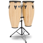 LP City Conga Set 10-11" Oak NAT w/Dble Stand