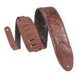 Levy's 3" Embossed Leather Guitar Strap Brown