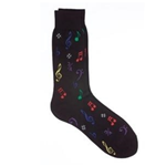 Socks Black Multi Colored Notes Mens
