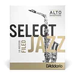 D'Addario Select Jazz Alto Sax Reeds, Filed, 10-pack