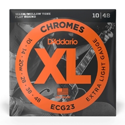 D'Addario ECG23 Chromes Flat Wound Electric Guitar Strings, Extra Light, 10-48