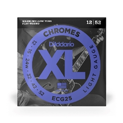 D'Addario ECG25 Chromes Flat Wound Electric Guitar Strings, Light, 12-52