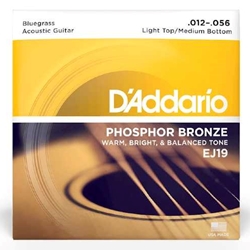 D'Addario EJ19 Phosphor Bronze Bluegrass Medium Light Acoustic Guitar Strings 12-56