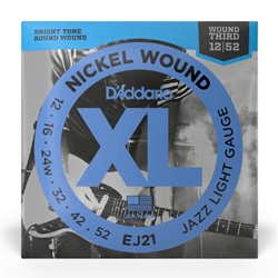 D'Addario EJ21 XL Nickel Jazz Light Electric Guitar Strings 12-52