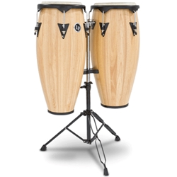 LP City Conga Set 10-11" Oak NAT w/Dble Stand